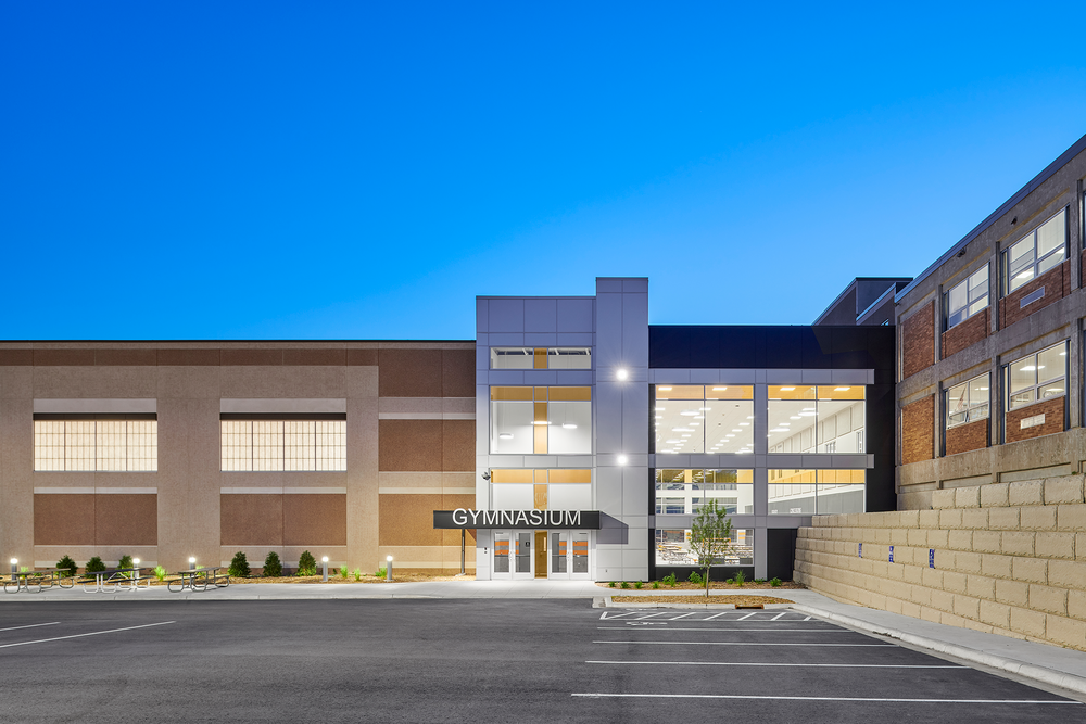 Photo of the new school's Gymnasium Entrance