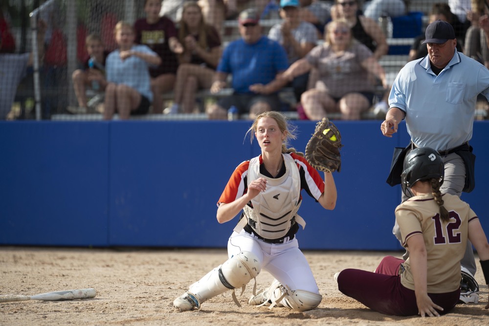 Harley Connor during a play at the plate
