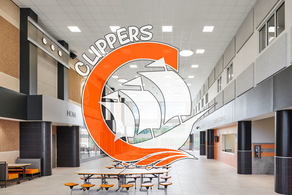 Basic Image of lunch room with Clipper logo