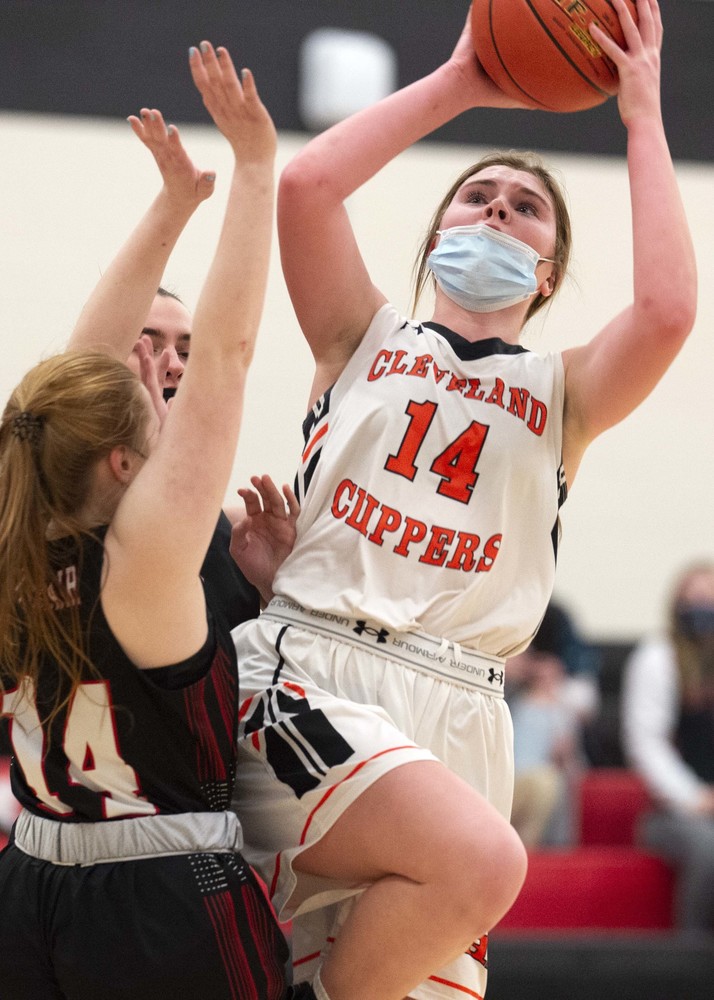 Emily Kern up for a shot against host St. Clair